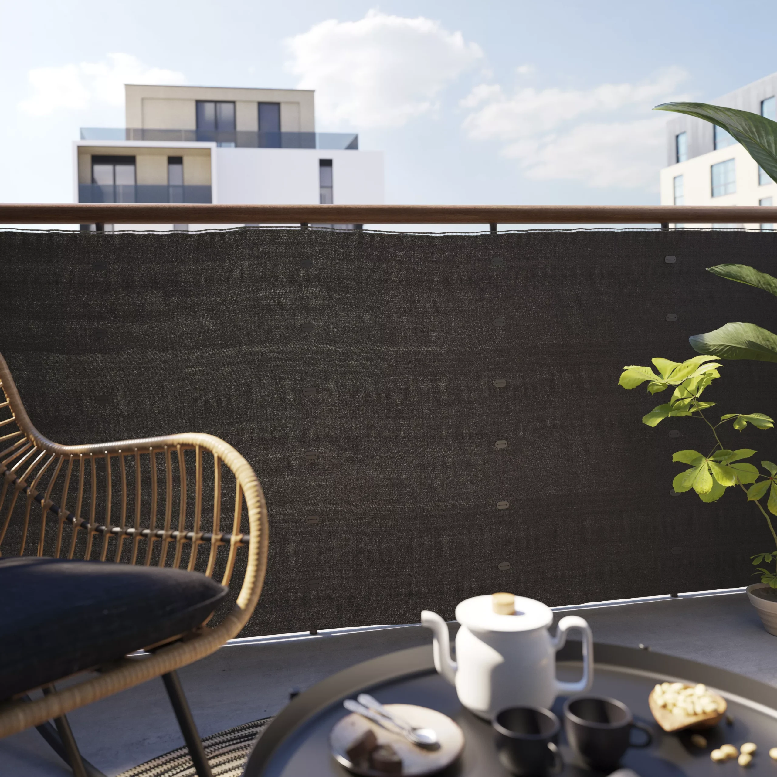 Woven Breeze Grey High-density Polyethylene (HDPE) & Woven Fibre Garden Screen (H)1m (W)3m 8 Woven Breeze Grey High-density Polyethylene (HDPE) & Woven Fibre Garden Screen (H)1m (W)3m - Image 6